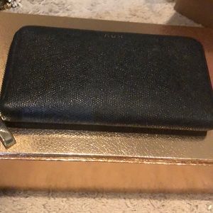 Auxiliary Black Leather Wallet / Billfold